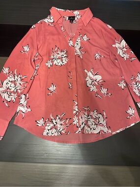Worthington Coral Floral Collared Blouse
